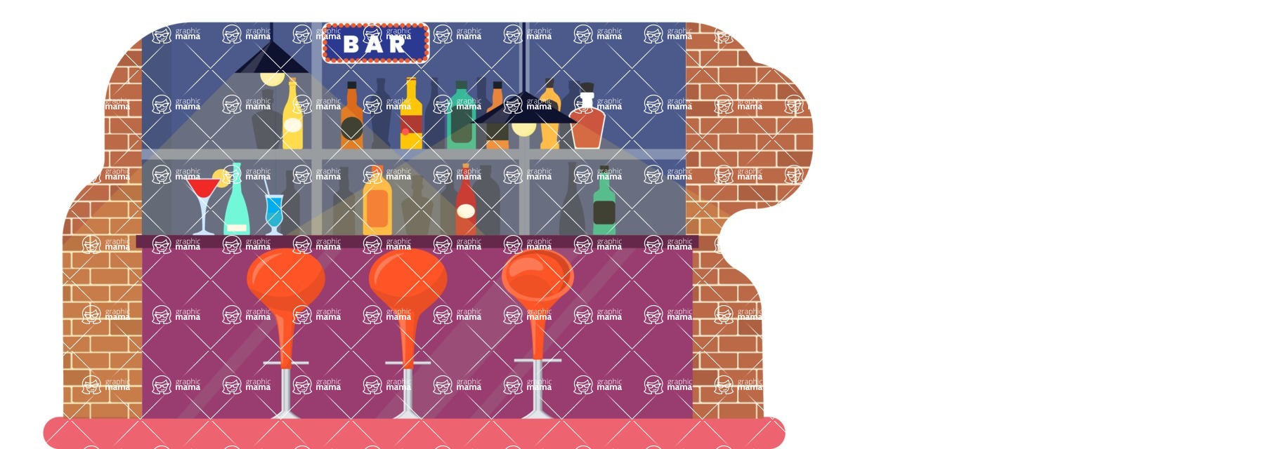 Vector Landscape Mega Bundle - Flat Bar Vector Background Illustration